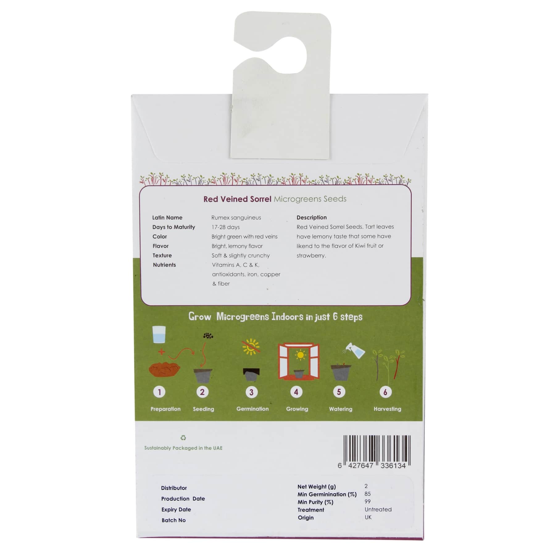 Growhub Microgreen Red Veined Sorrel Seeds Pack 