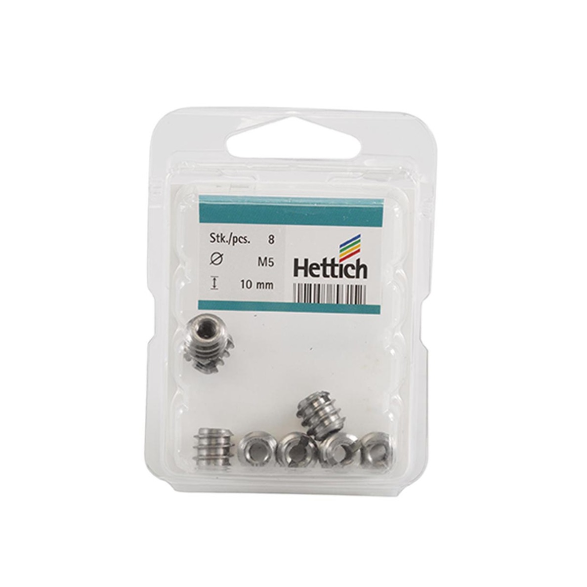 Hettich Steel Screw-In Sockets (M5 x 10 mm, 8 Pieces)