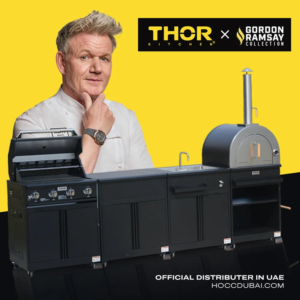 Thor Kitchen 4-Piece Modular Outdoor Kitchen Island (Matte Grey, 316 x 124 x 66 cm)