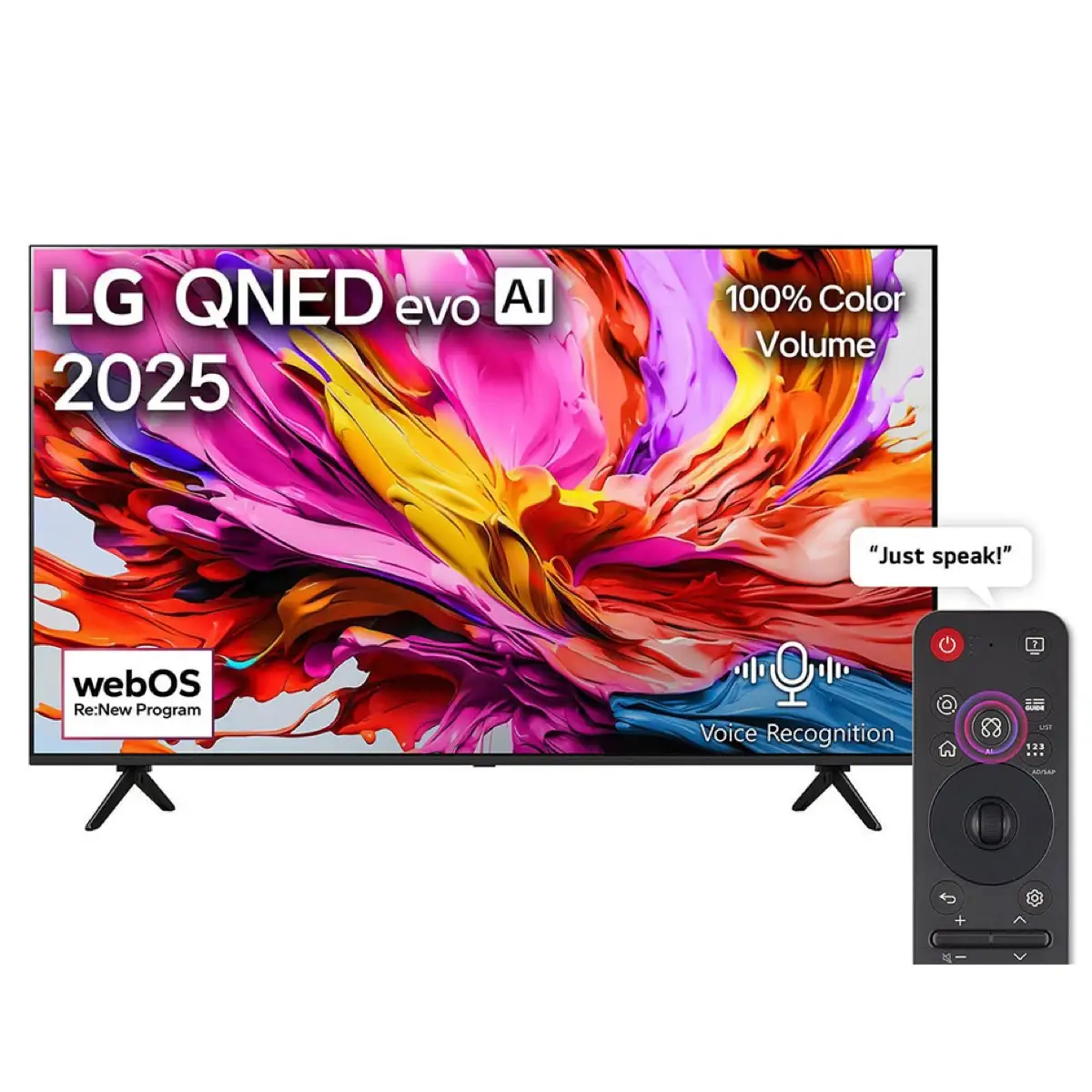 تلفاز إل جي 75 بوصة QNED evo AI 4K ذكي مع جهاز تحكم سحري بالذكاء الاصطناعي، 75QNED91A6A-AMAQ