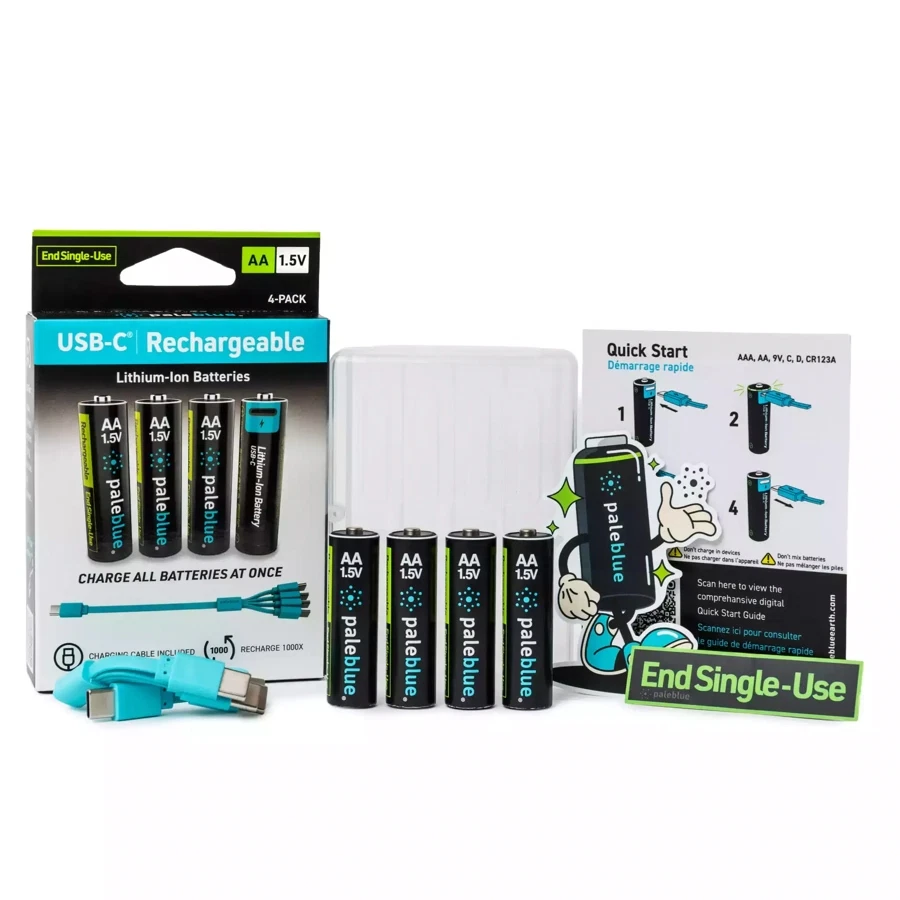 Paleblue Voyager USB-C Rechargeable Li-Ion AAA 4-Batteries Pack (1.5 V)