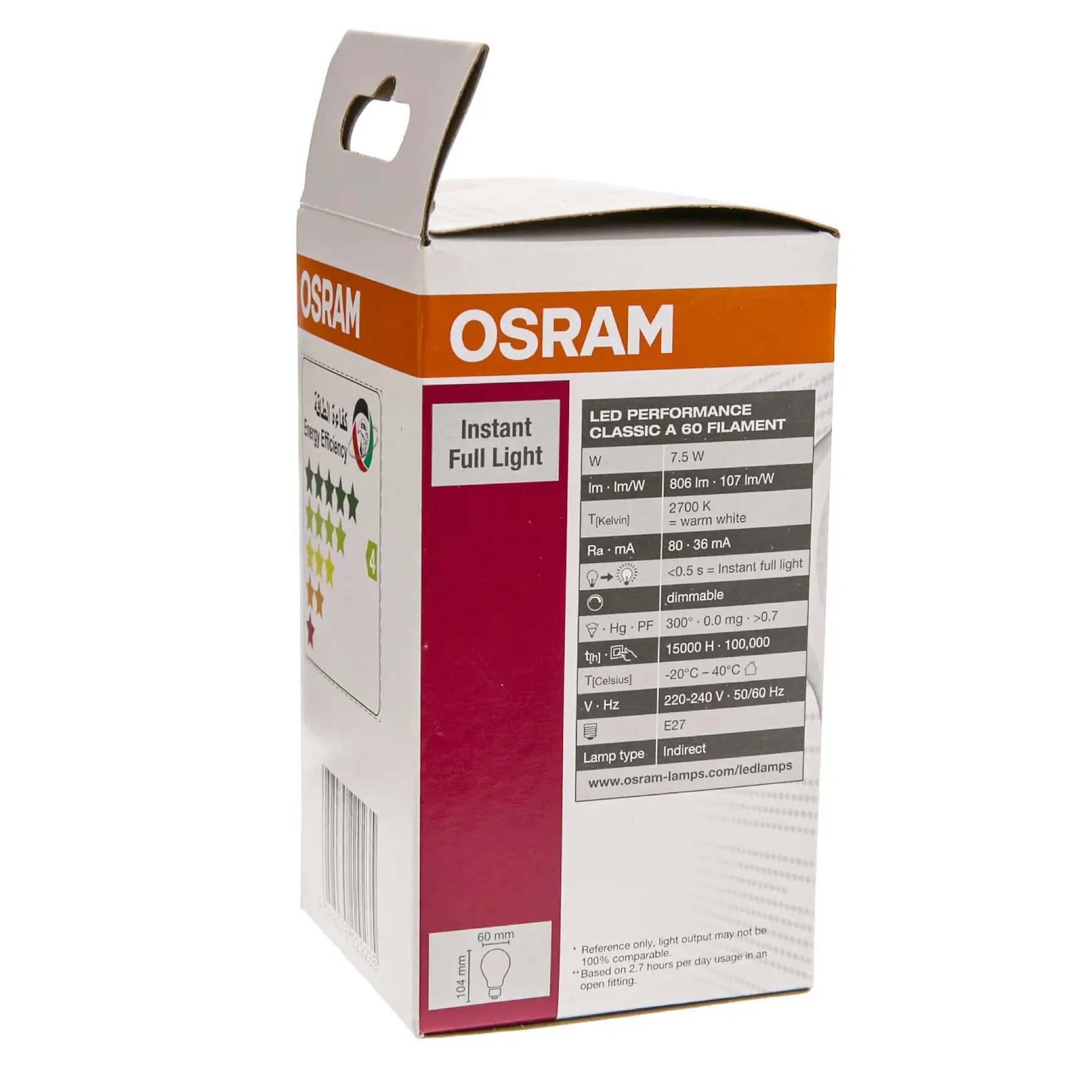 Osram E27 LED Filament Light Bulb (7.5 W, Warm White)