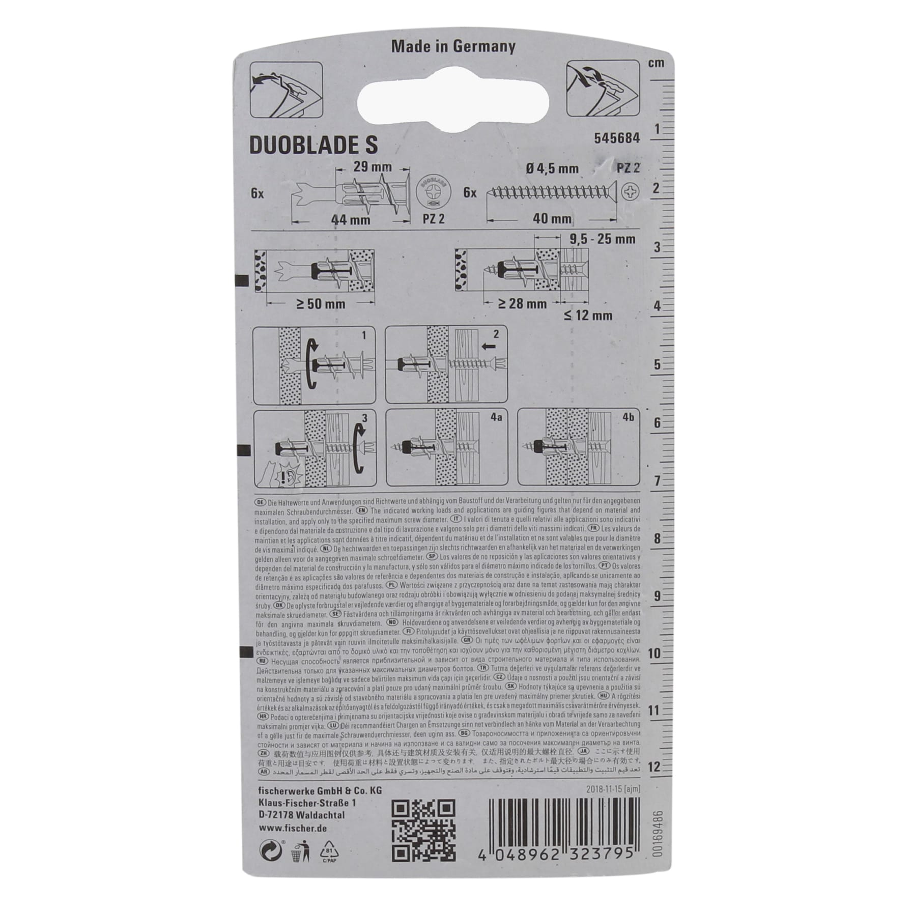 Fischer DuoBlade Plasterboard Fixing W/ Screw Pack (10 Pc.)