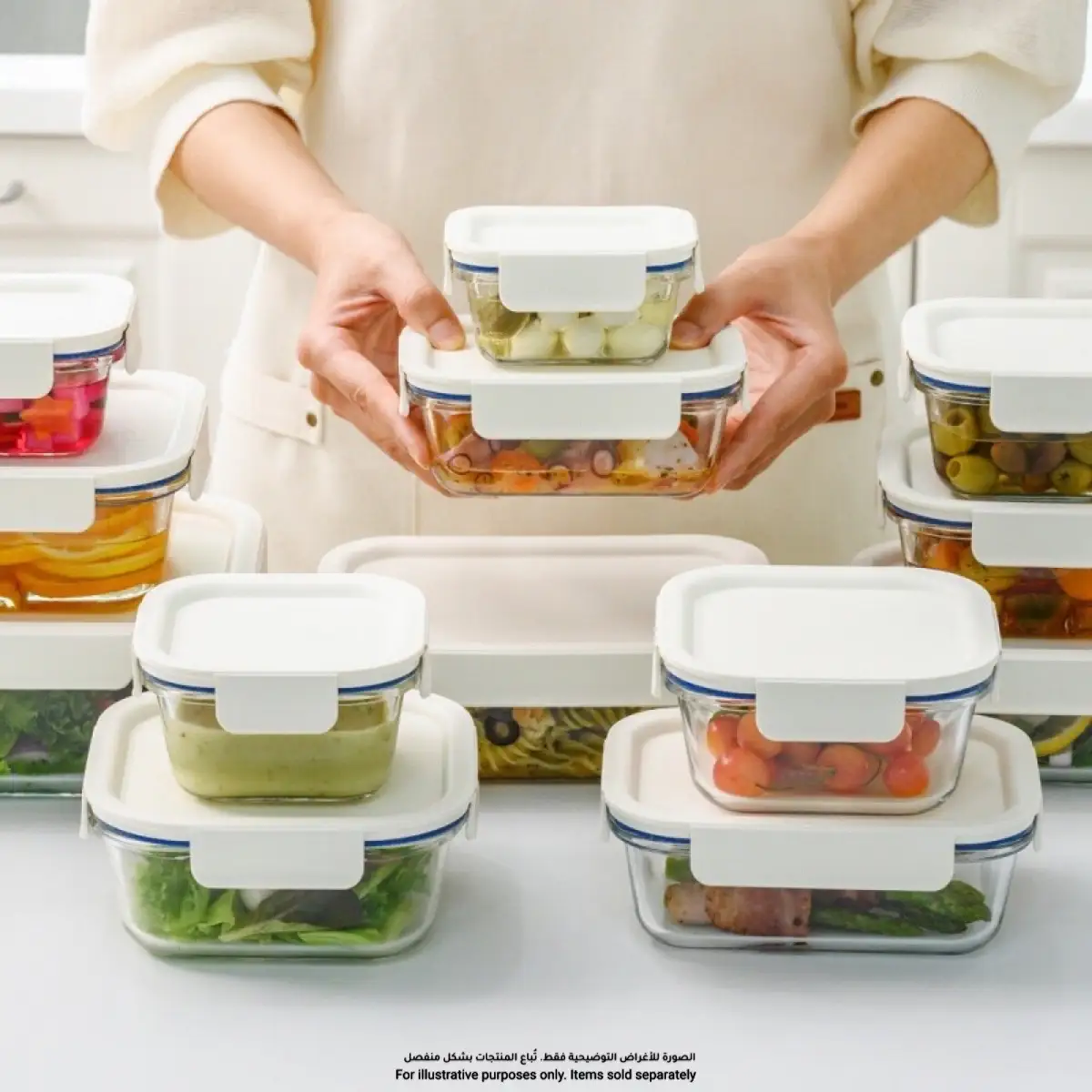 Lock & Lock The Clear Glass Square Food Container (White, 500 ml)