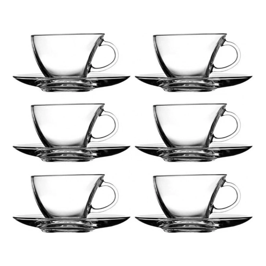 Pasabahce Penguen Tea Cups W/Plates Set (230 ml, 12 Pc.)