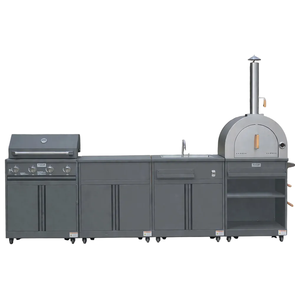 Thor Kitchen 4-Piece Modular Outdoor Kitchen Island (Grey, 316 x 124 x 66 cm)
