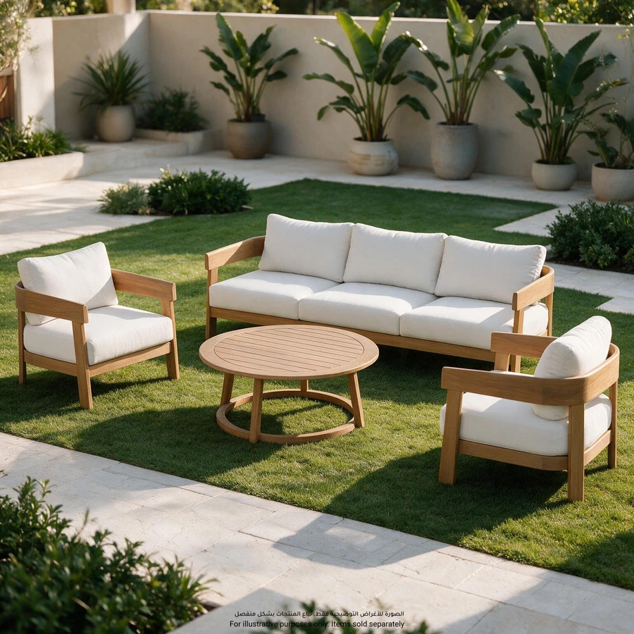 Living Accents Broome 5-Seater Acacia Wood Sofa Set (210 x 75 x 63 cm)