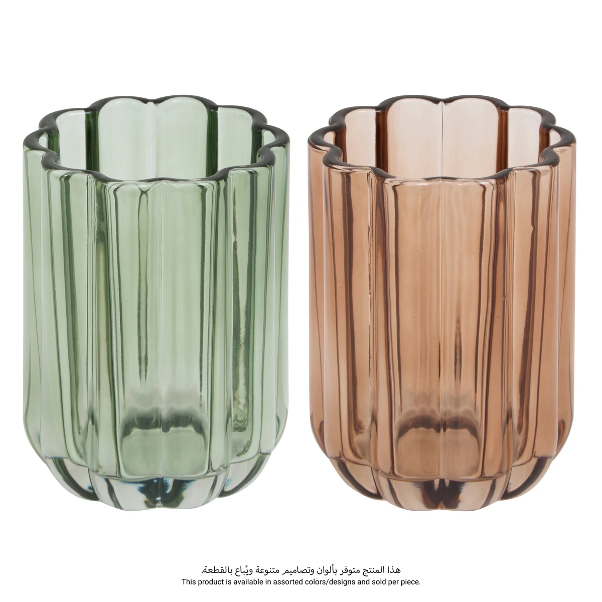 5Five Florea Glass Toothbrush Holder (Green, Dia. 7.7 x 11 cm)