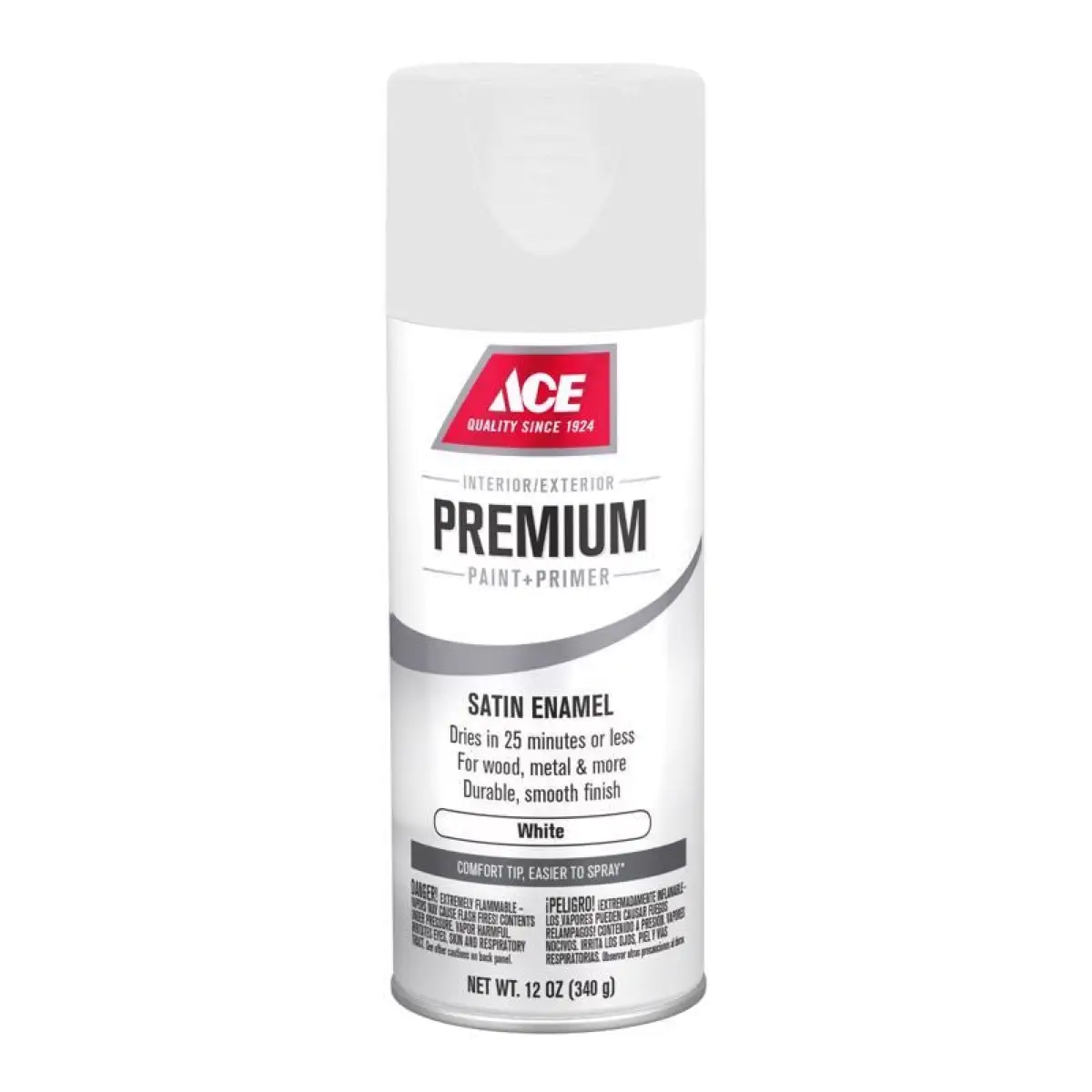 Ace Premium Satin White Paint + Primer Enamel Spray 340g