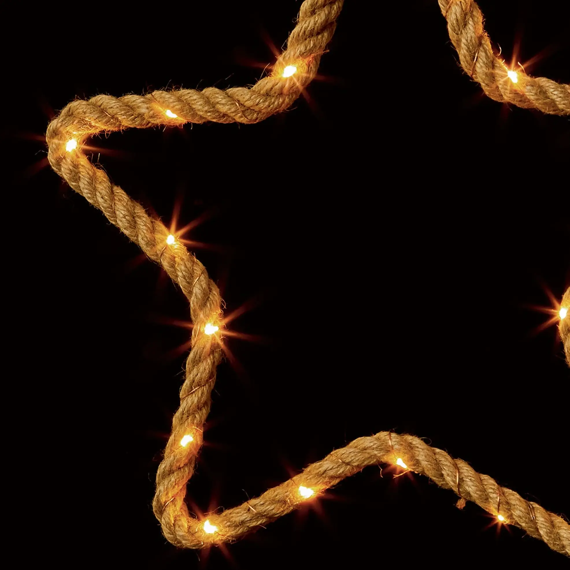 Premier Battery-Operated 20 LED Jute Rope Star Light (0.36 W, 34 x 34 x 2 cm)