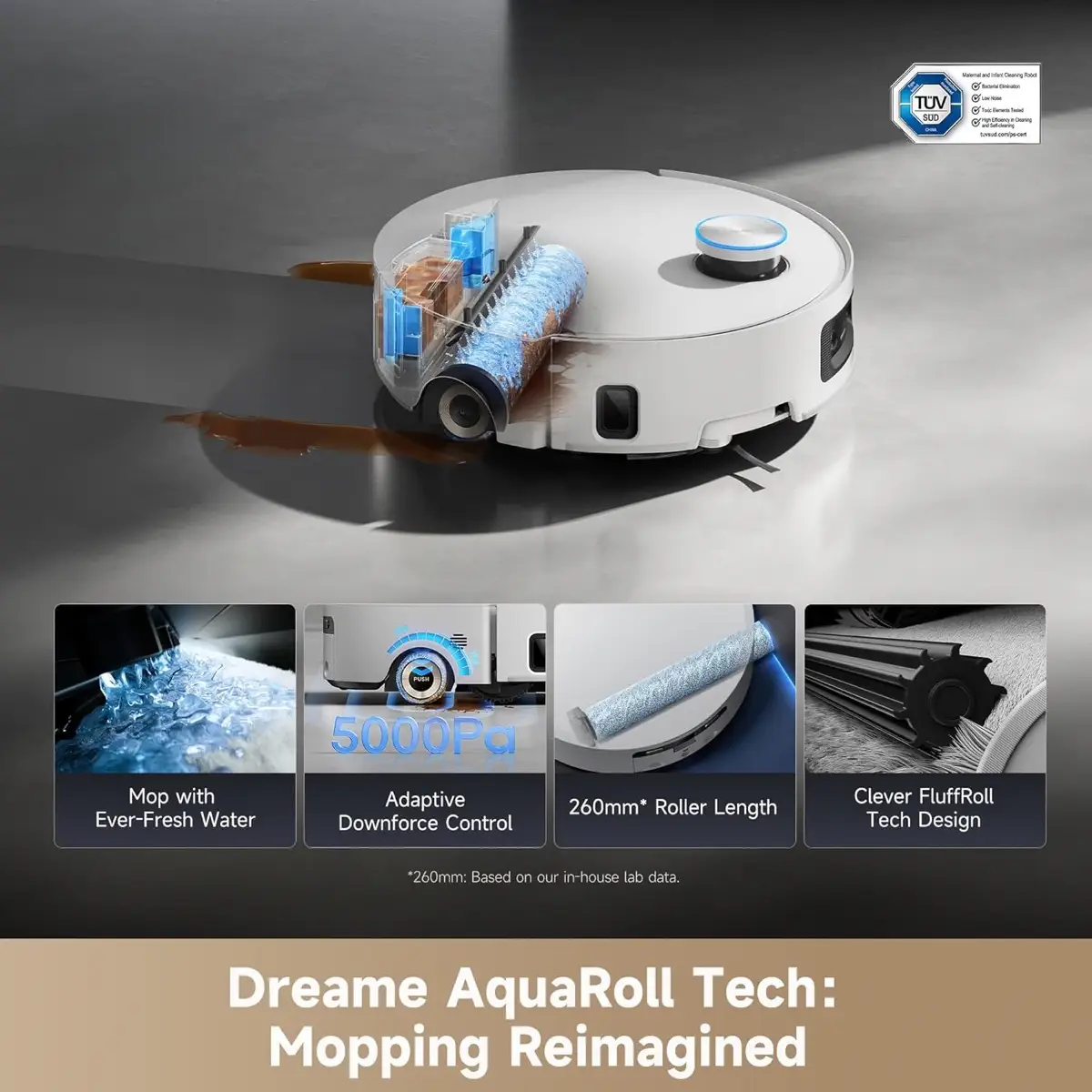 Dreame Aqua10 Ultra Roller Robot Vacuum Cleaner, RLH71DE-1-WHT (White, 6.400 mAh)