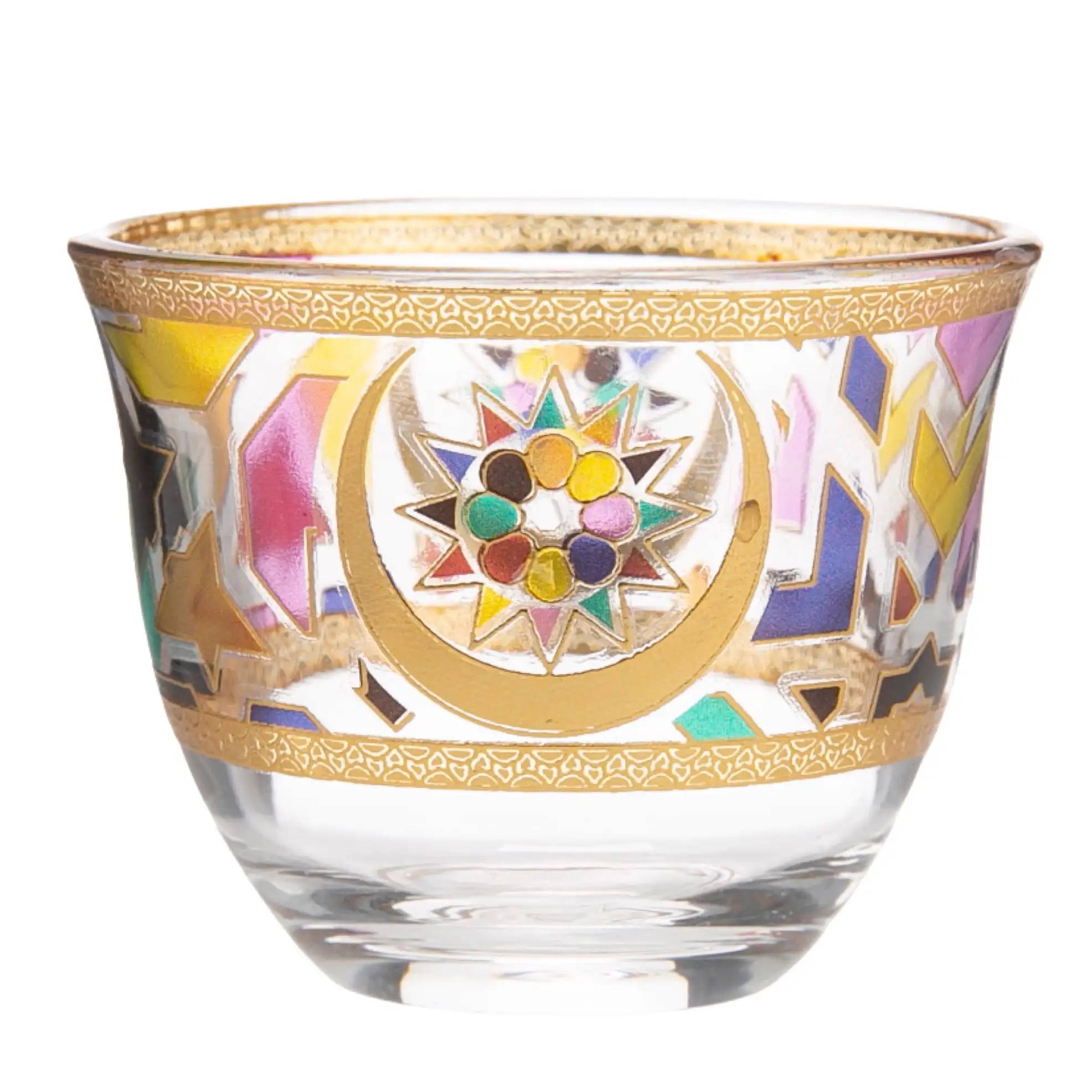 Orchid Multicolor Glass Arabic Coffee Cup Set (80 ml, 12 Pc.)