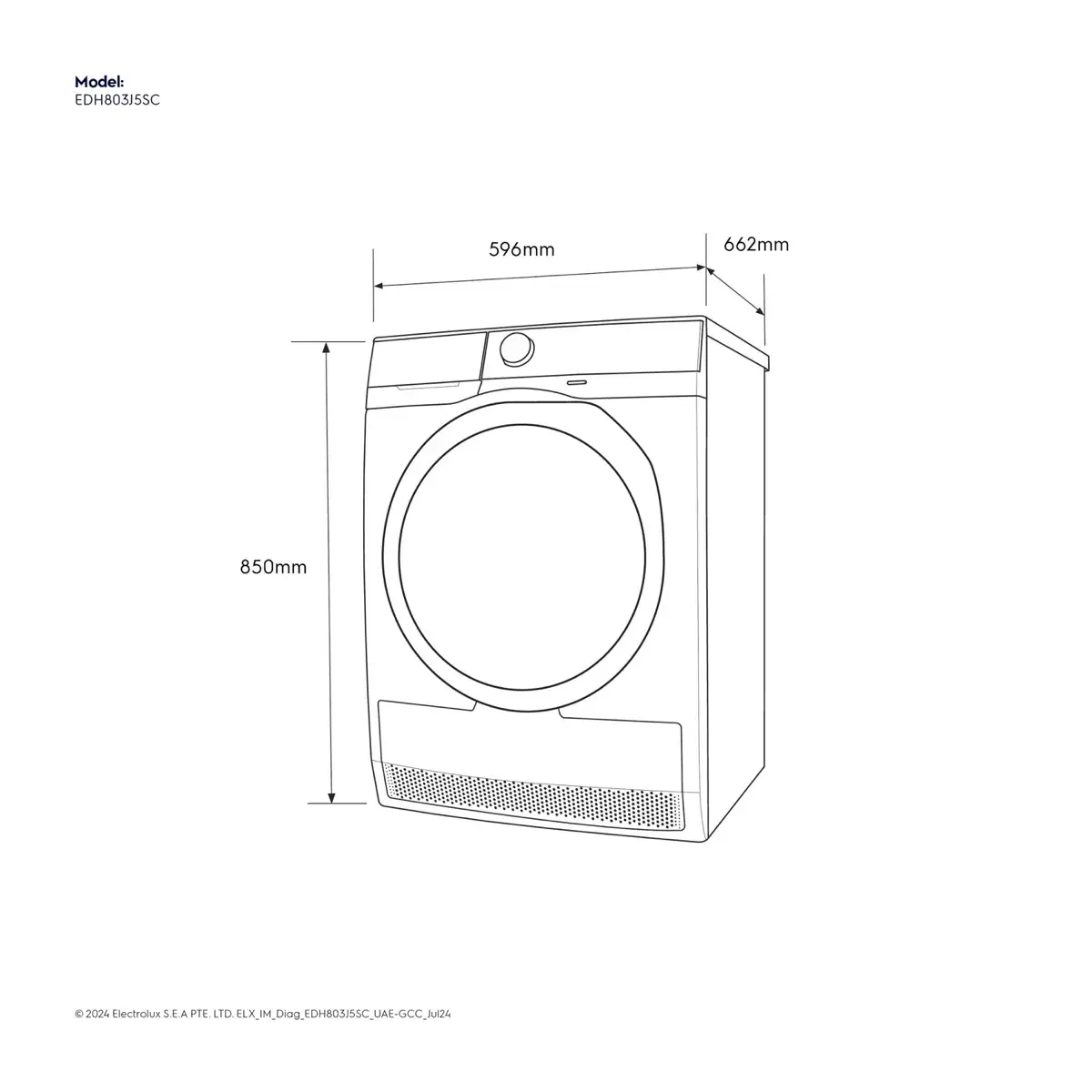 Electrolux Ultimate Care 500 Freestanding Heat Pump Tumble Dryer, EDH803J5SC (8 Kg)