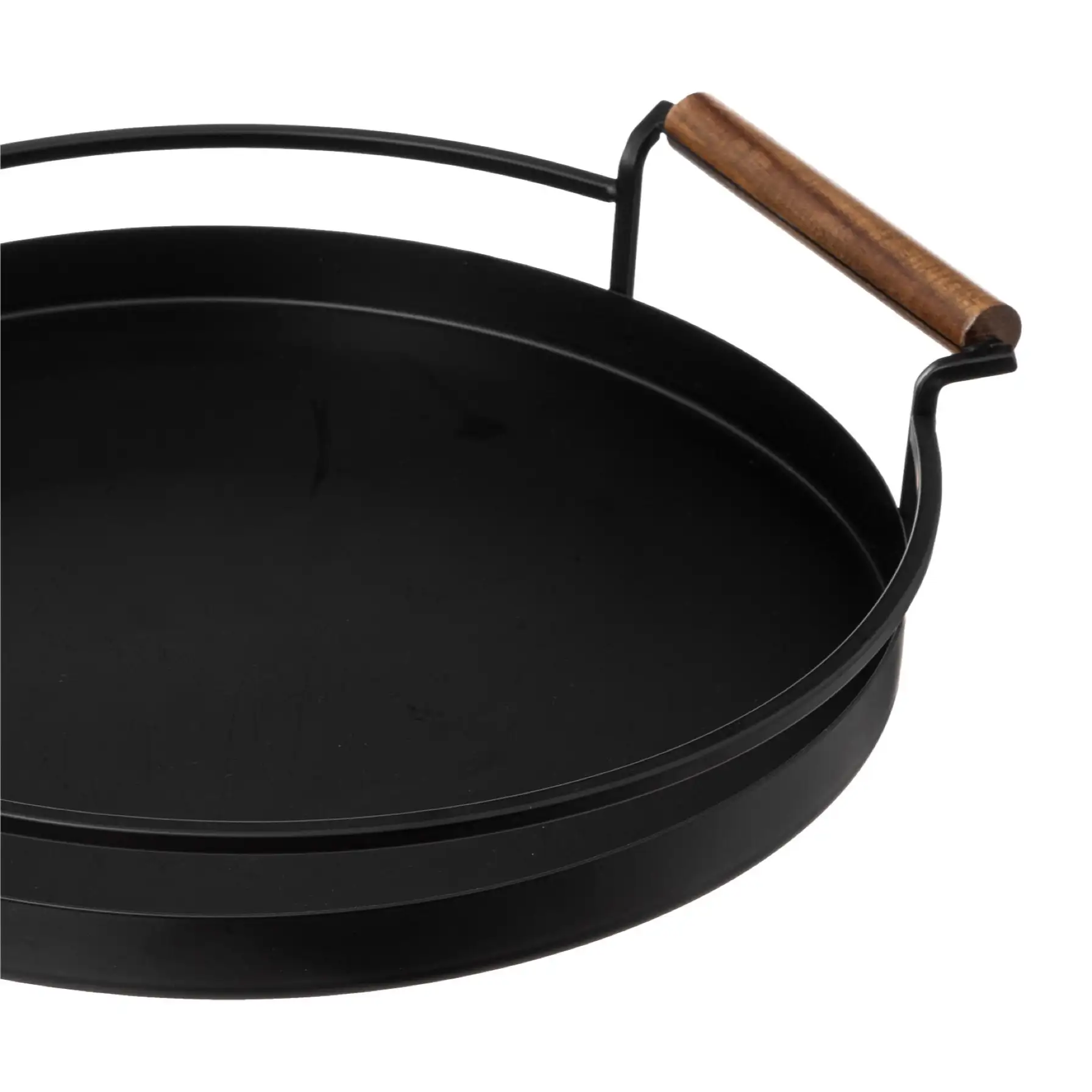 5Five Kord Round Steel Tray (39 x 36 x 8.5 cm, Black)