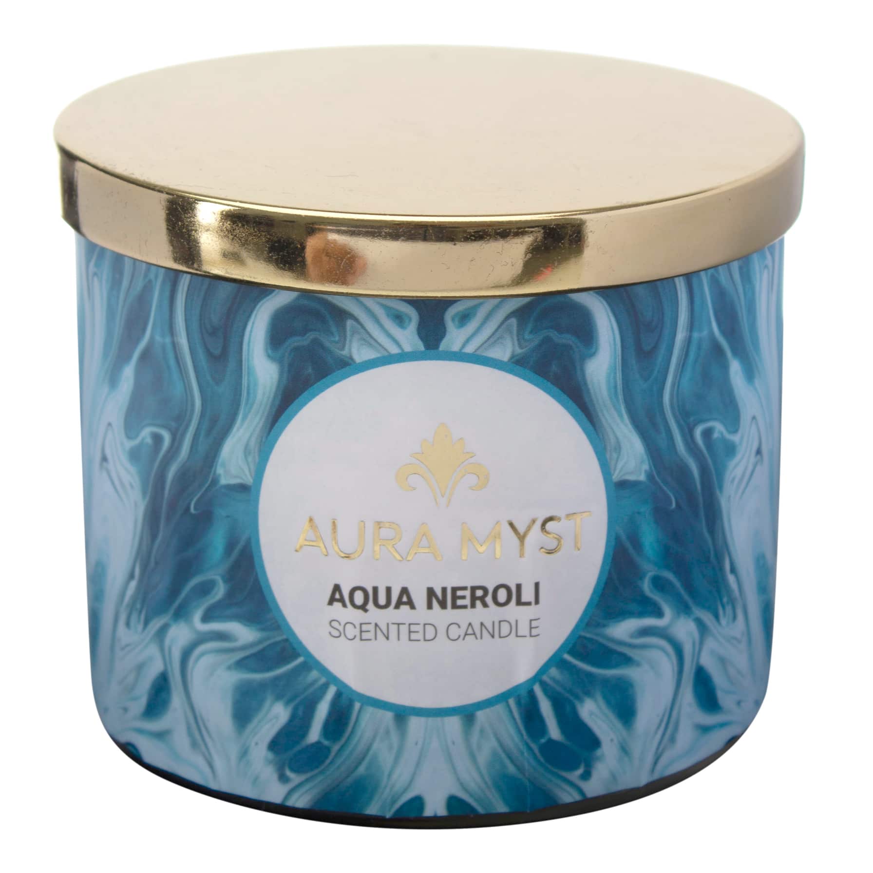 Aura Myst Glass Jar 3-Wick Candle (397 g, Aqua Neroli)