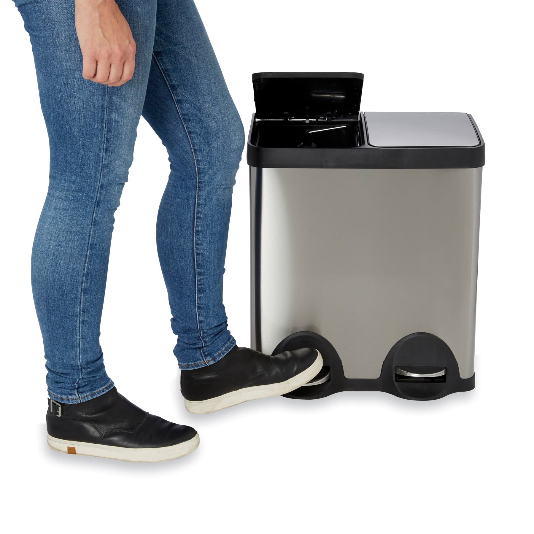 Cooke & Lewis Cleome Stainless Steel 2-Section Recycling Pedal Bin (40 L, 375 x 458 x 515 mm)