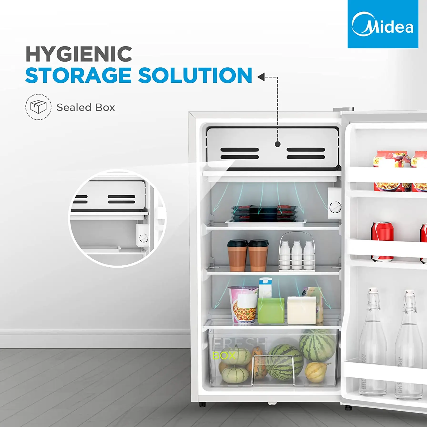 Midea Single Door Refrigerator, MDRD133FGE50 (85 L)