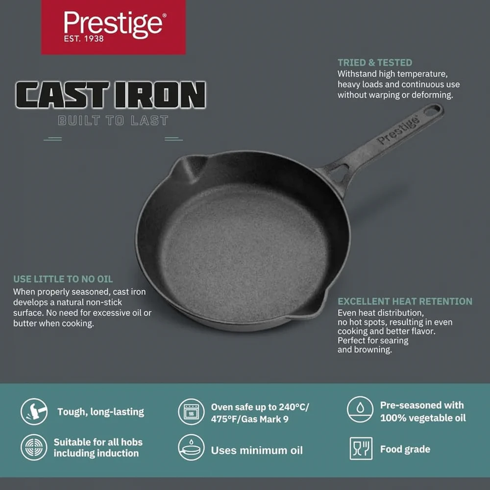 Prestige Cast Iron Skillet (20 cm, Black)