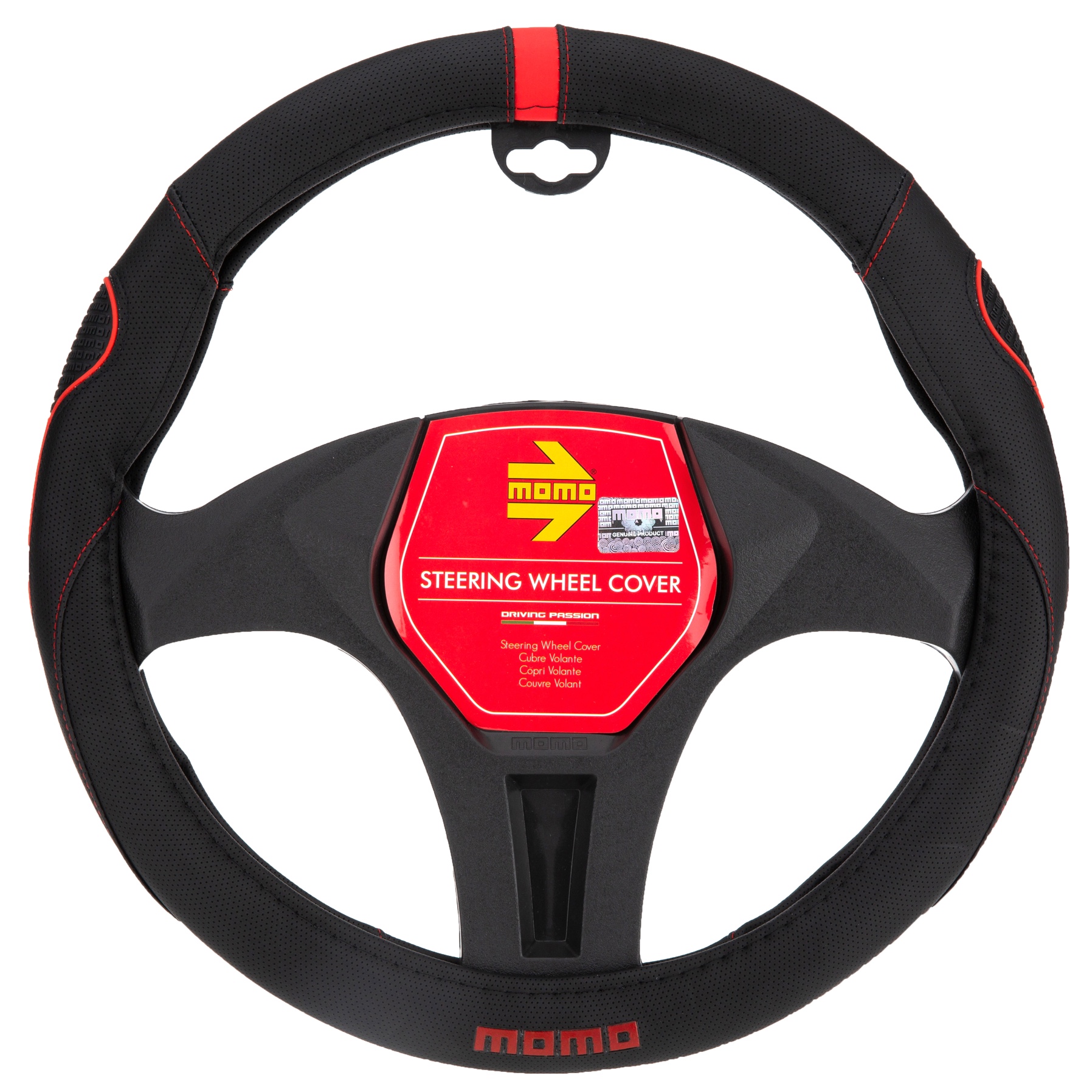 Momo PU Steering Wheel Cover (Black & Red)