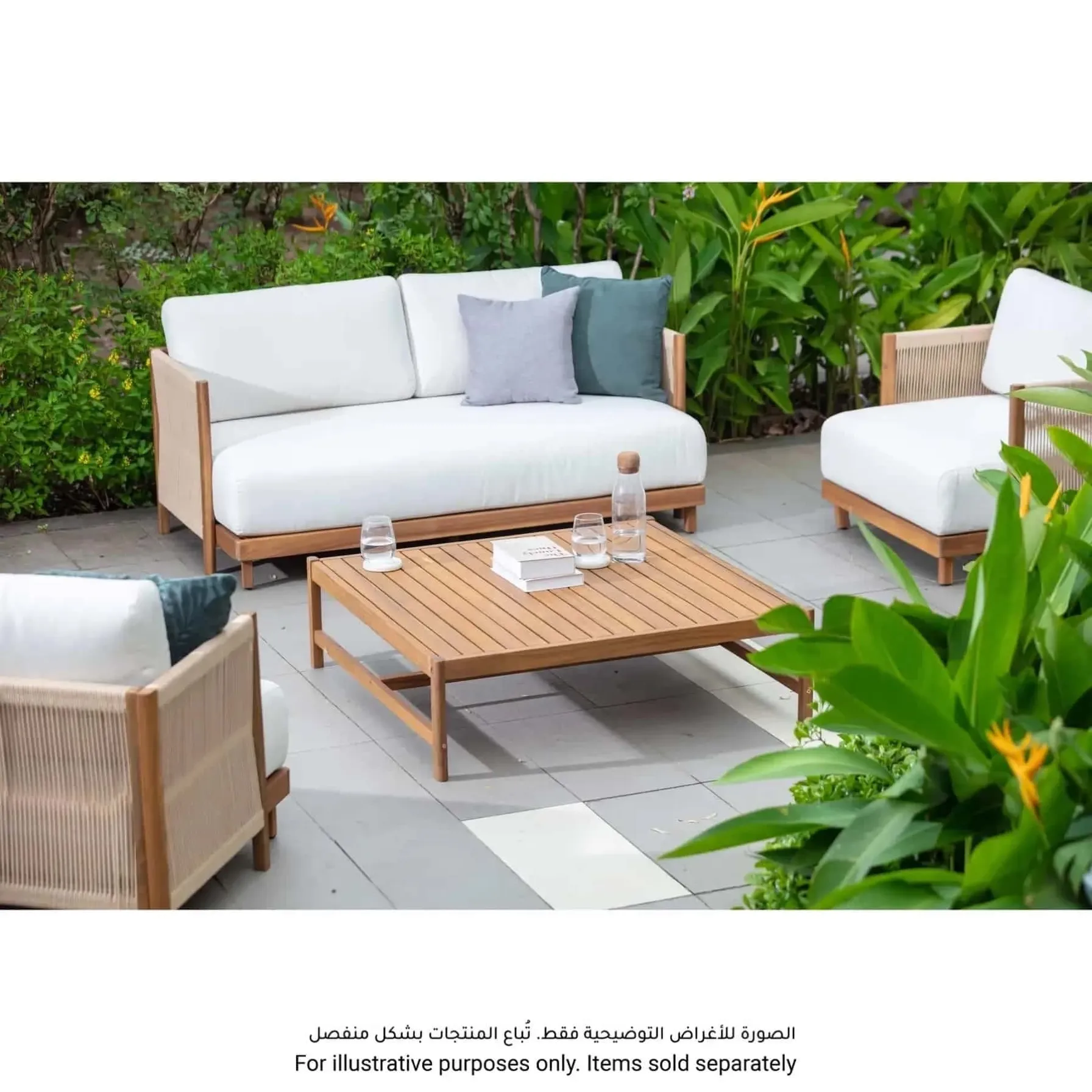 Ventura Acacia Wood 2-Seater Outdoor Sofa (59 x 156 x 80 cm)
