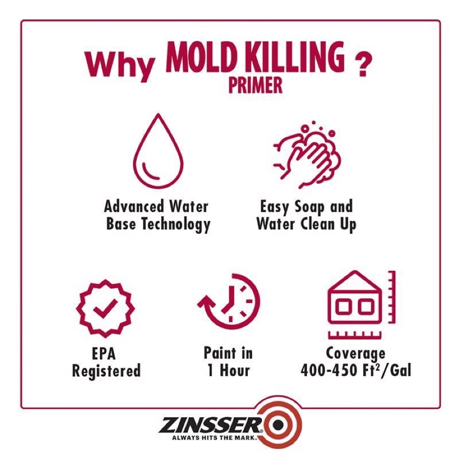 Zinsser Acrylic Mold Killing Primer Water-Based (White, 946 ml)