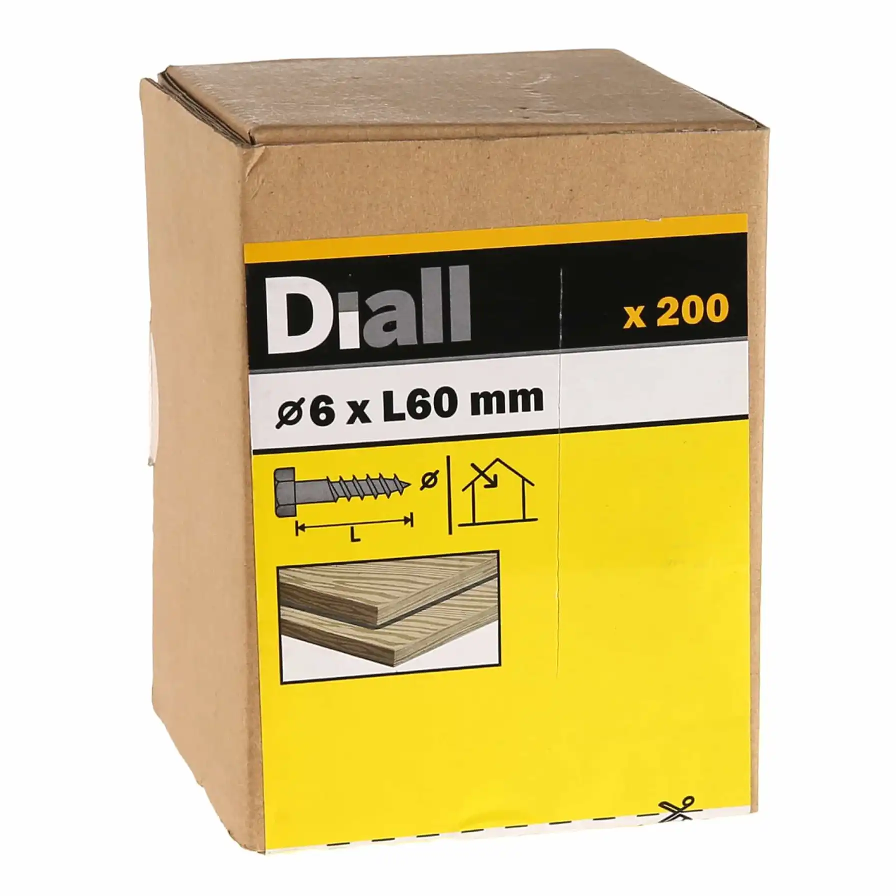 Diall Zinc-Plated Carbon Steel Hex Coach Screw Pack (6 x 60 mm, 200 Pc.)