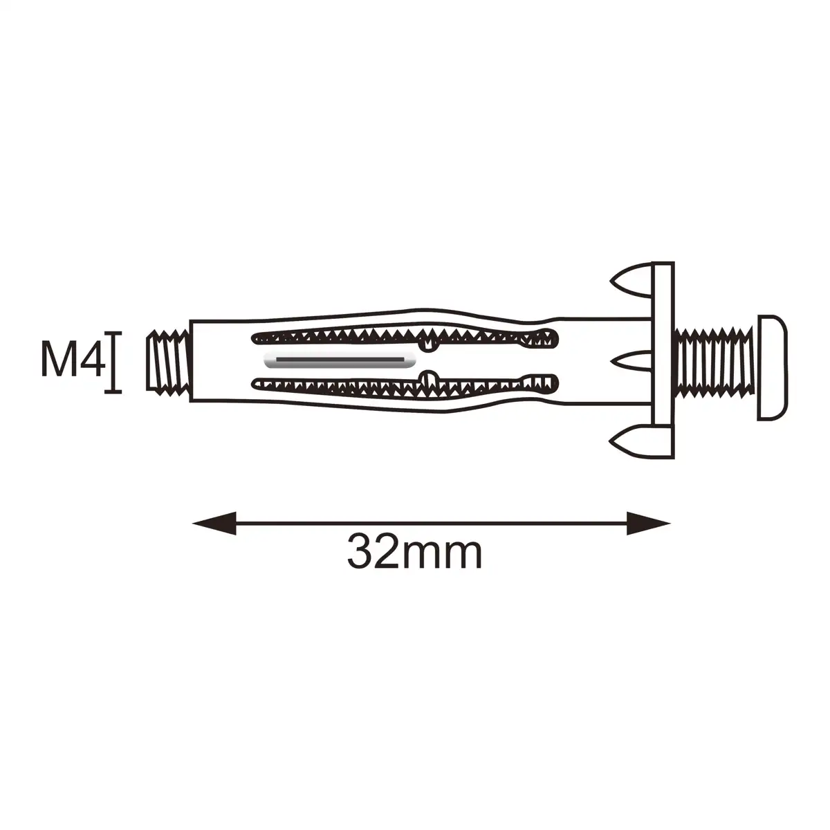 Diall Steel Hollow Wall Anchor Pack (Dia. 0.4 x L. 3.2 cm, 10 Pc.)
