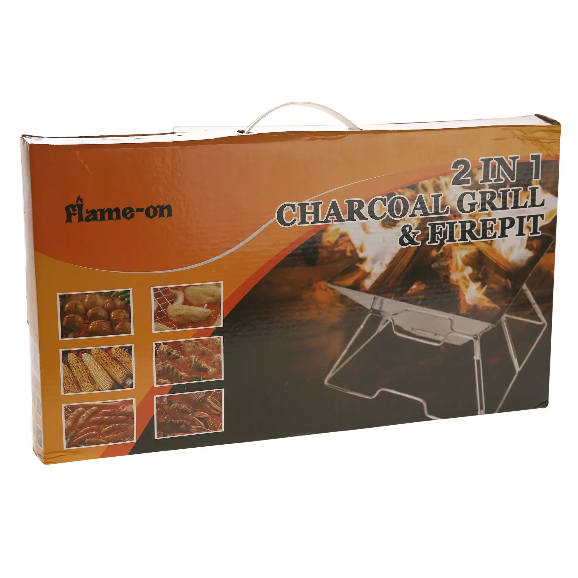 Flame-On 2-in-1 Portable Fire Pit & Charcoal Grill (43 x 25 x 5 cm)