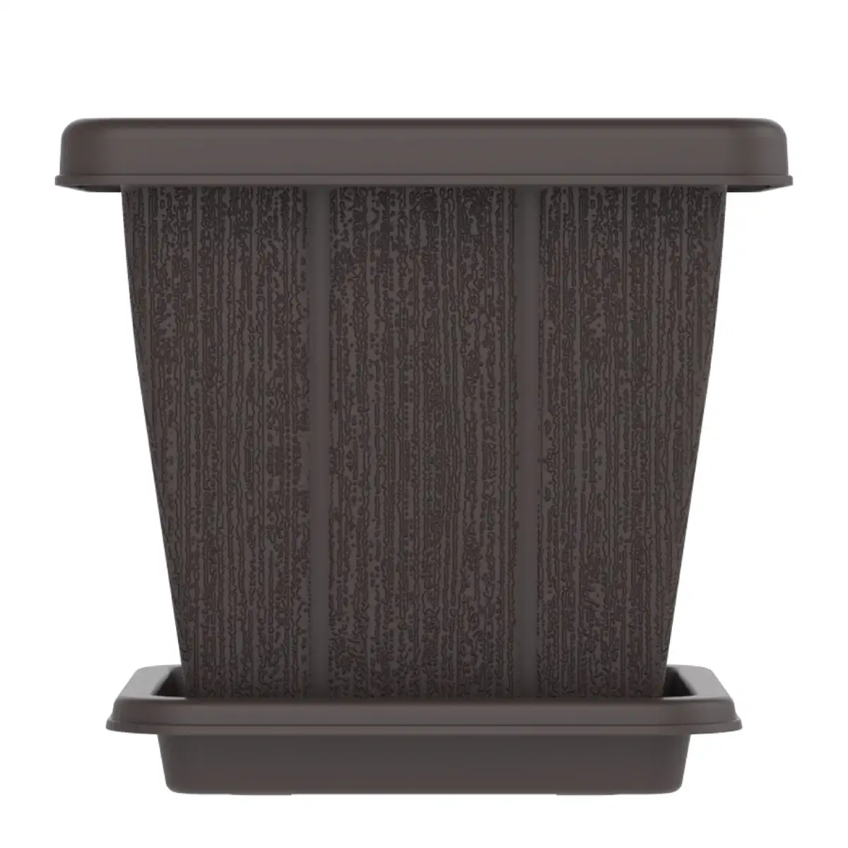 Cosmoplast Cedargrain Square Plant Pot W/Tray (Dark Brown, 10 L)