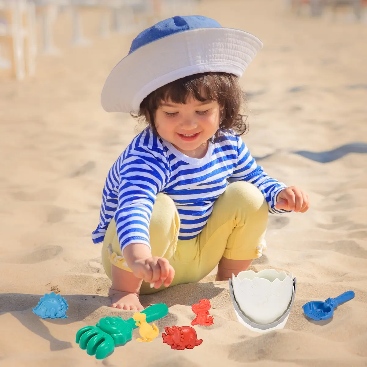 Mondo Beach Dinosaur Bucket Egg Set (Multicolors, 7 Pc.)