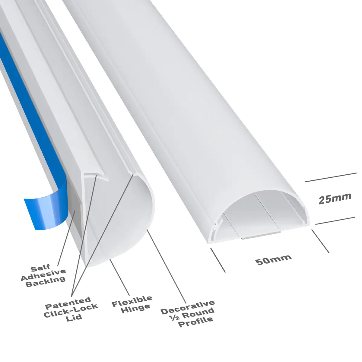 D-Line Half Sphere Decorative Trunking (1.5 m, White)
