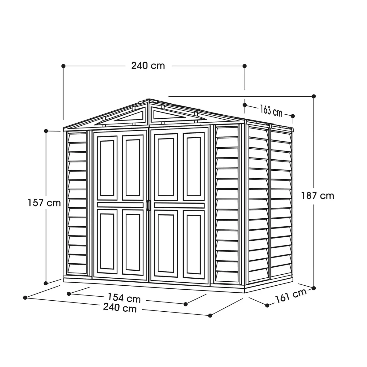 Duramax Aluminium & Vinyl Plastic Storage Shed (Ivory, 240 x 163 x 187.5 cm)