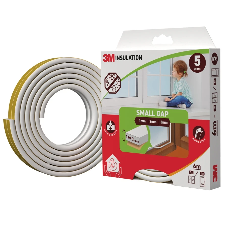 3M Classic Insulation Seal Tape (Small Gap, White, 6 m)