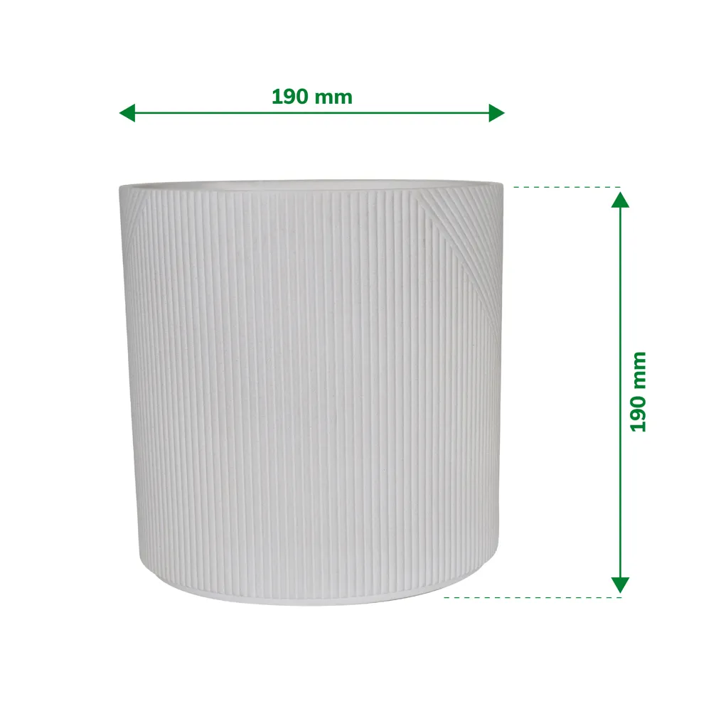 Verve Cylinder Geometric Ceramic Pot (19 cm, White)