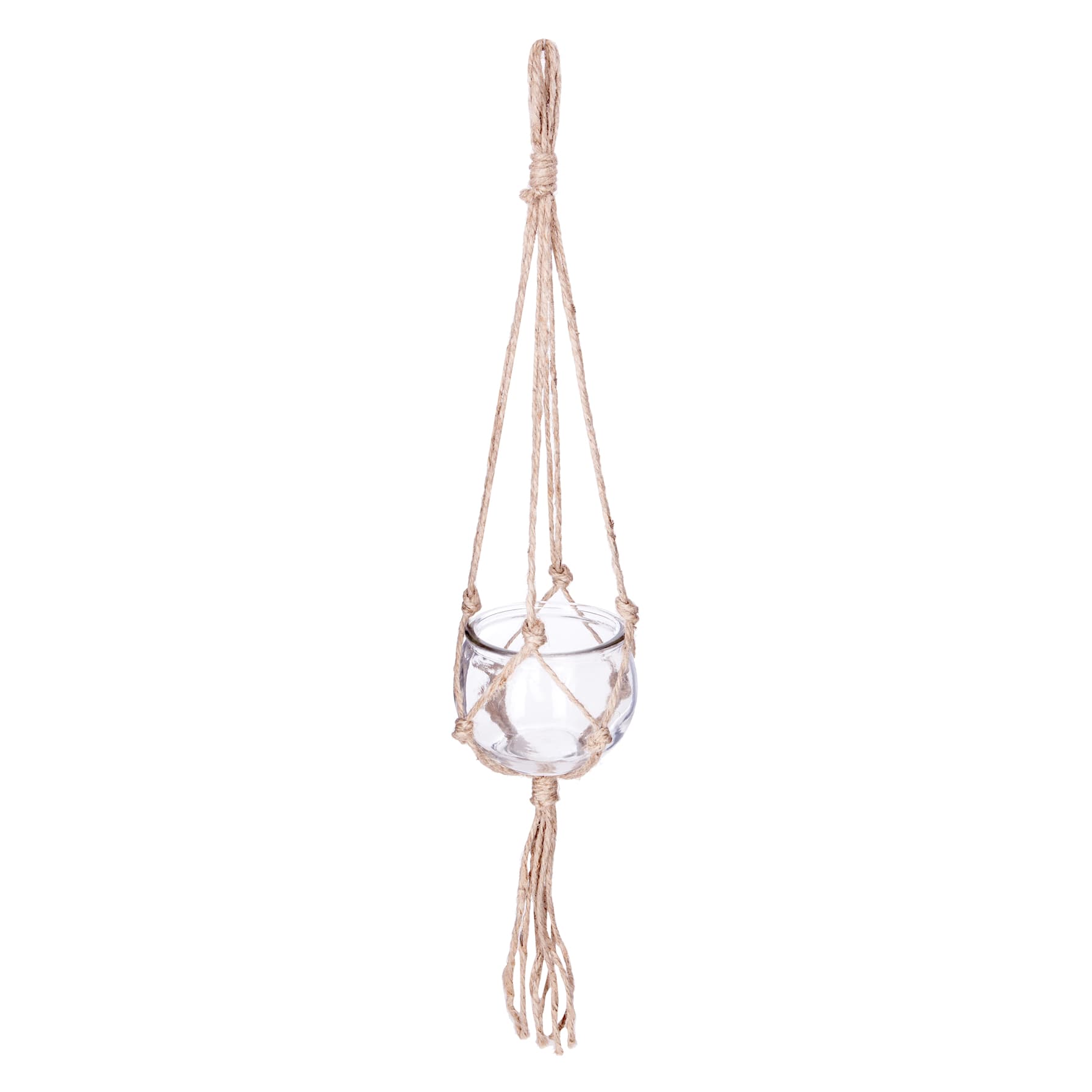 Atmosphera Nomade Hanging Jute & Glass Plant Pot (11 cm)