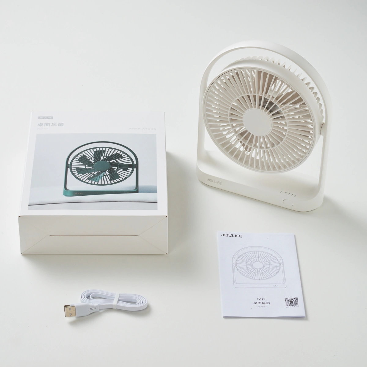 Jisulife Life 5 USB Rechargeable Table Fan (White, 4000 mAh)