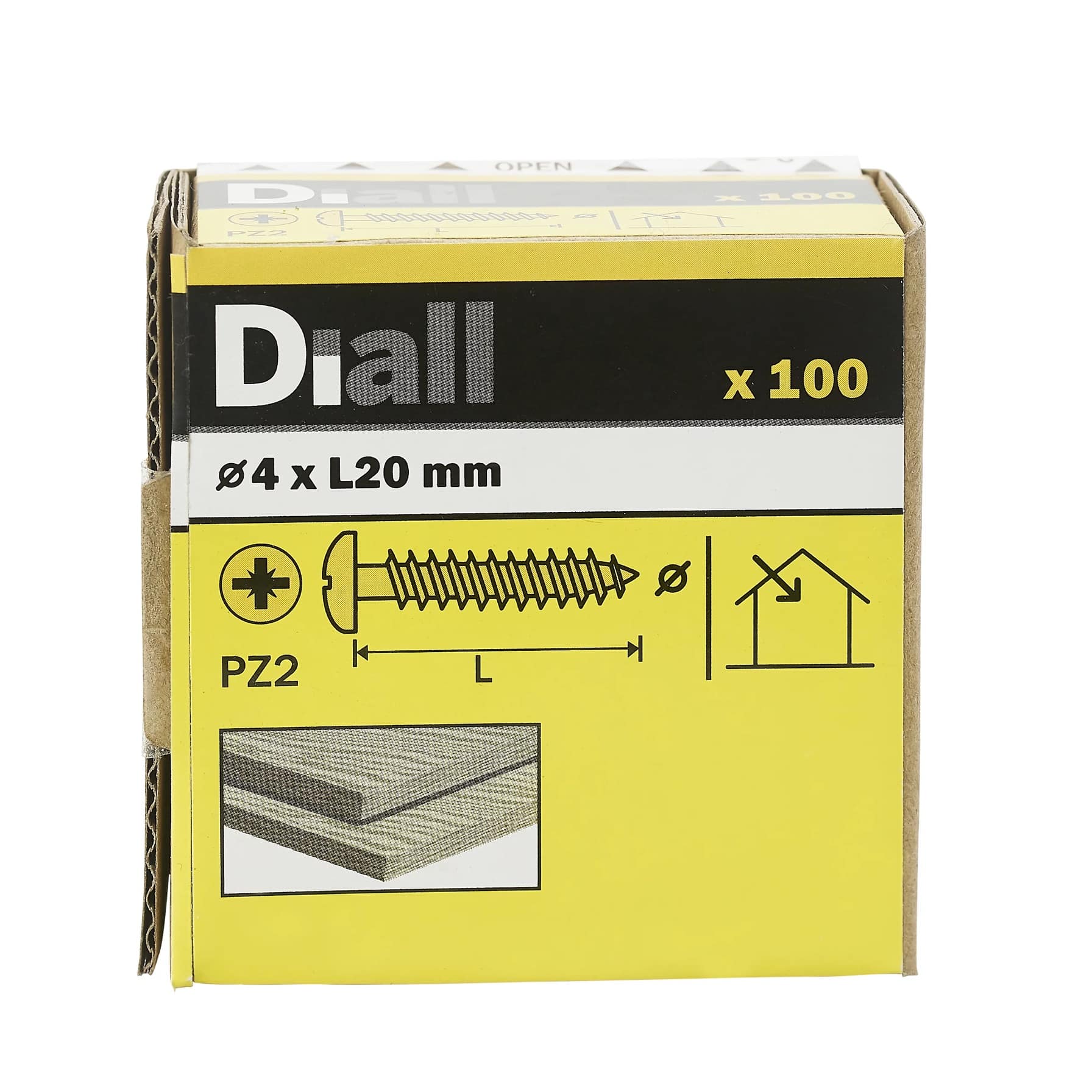 Diall Zinc-Plated Carbon Steel Pan Head Wood Screw Pack (4 x 20 mm, 100 Pc.)