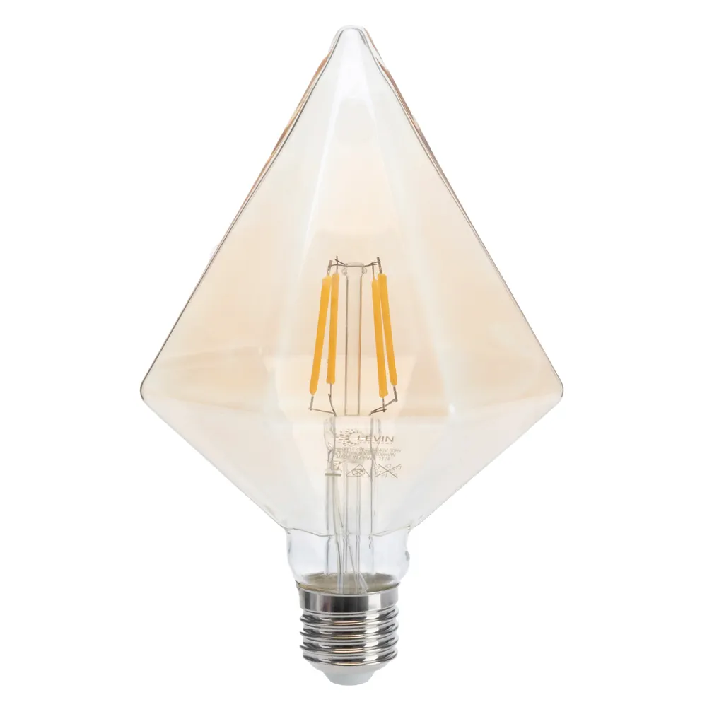 Levin G125 Pyramic Vintage LED Filament Bulb (4W, Amber)