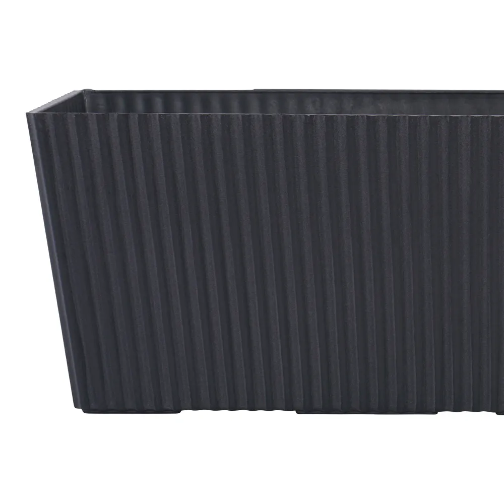 Verve Vertical Ribs Rectangular Plastic Trough (60 cm, Black)