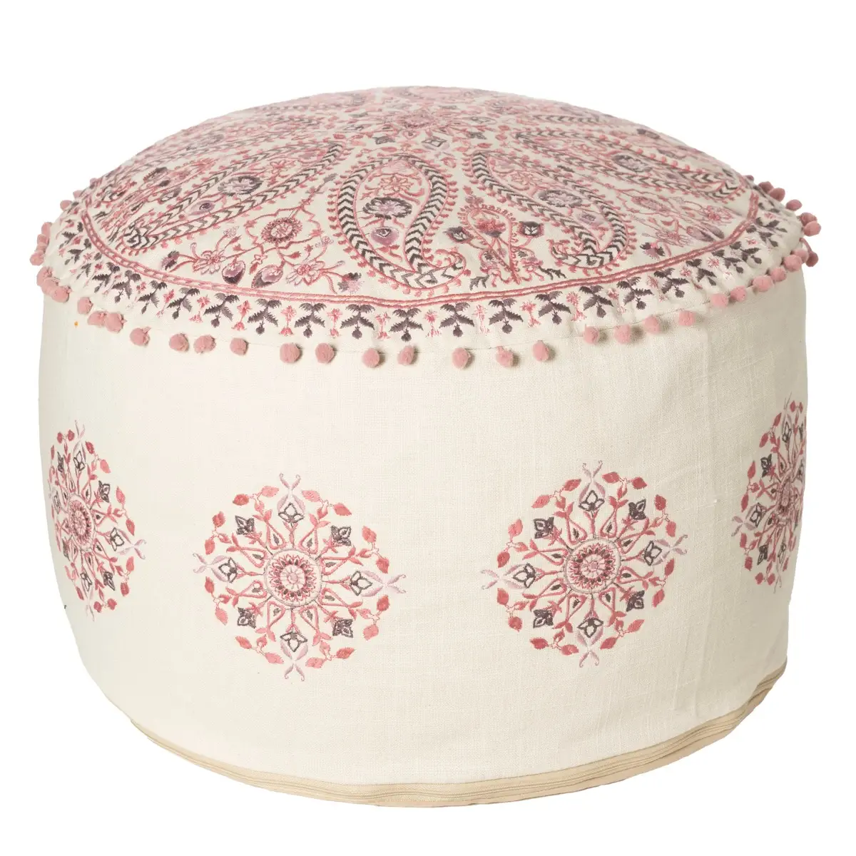Living Space Cotton Pouf Cushion (Assorted Designs, 49.53 x 38.1 cm)