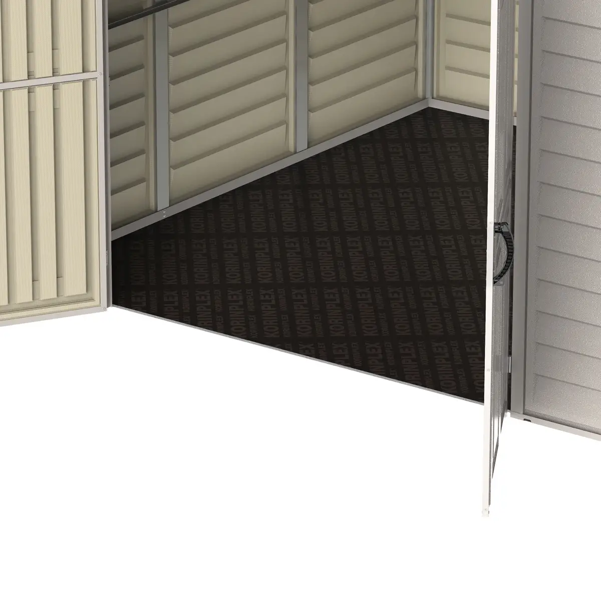 Duramax Aluminium & Vinyl Plastic Storage Shed (Adobe, 240 x 242 x 187.5 cm)