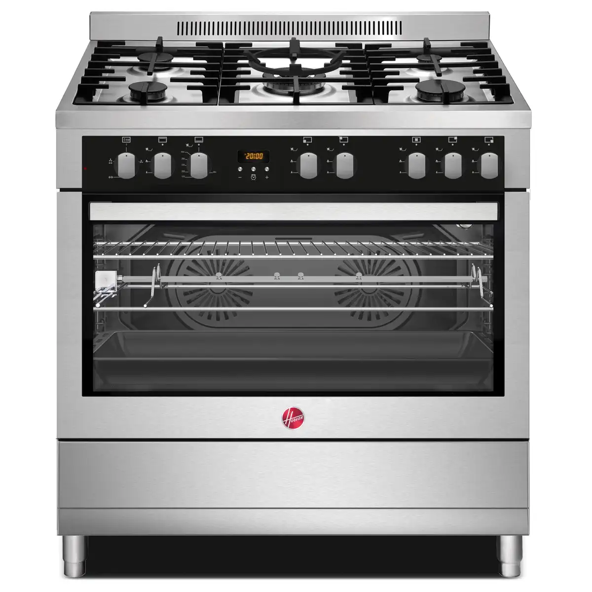 موقد غاز قائم بذاته من هوفر مزوّد بخمس شعلات، مع فرن متعدد الوظائف HMC-S95E-S (95.5 × 88 × 67.5 سم، 105 لتر)