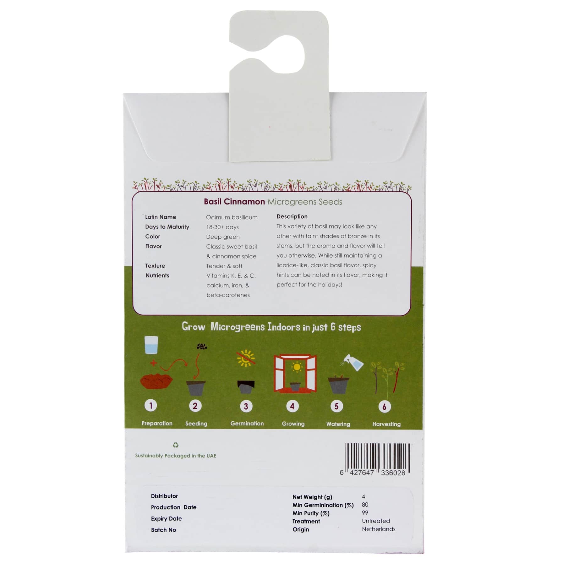 Growhub Microgreen Cinnamon Basil Seeds Pack 