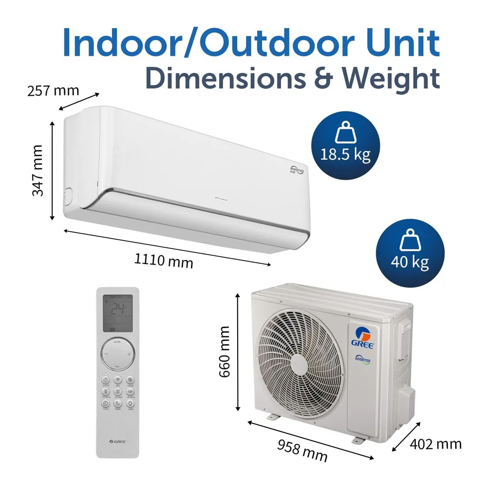 Gree Wi-Fi Enabled Split Air Conditioner, R32 iAiry32-24C3 (2 Ton)