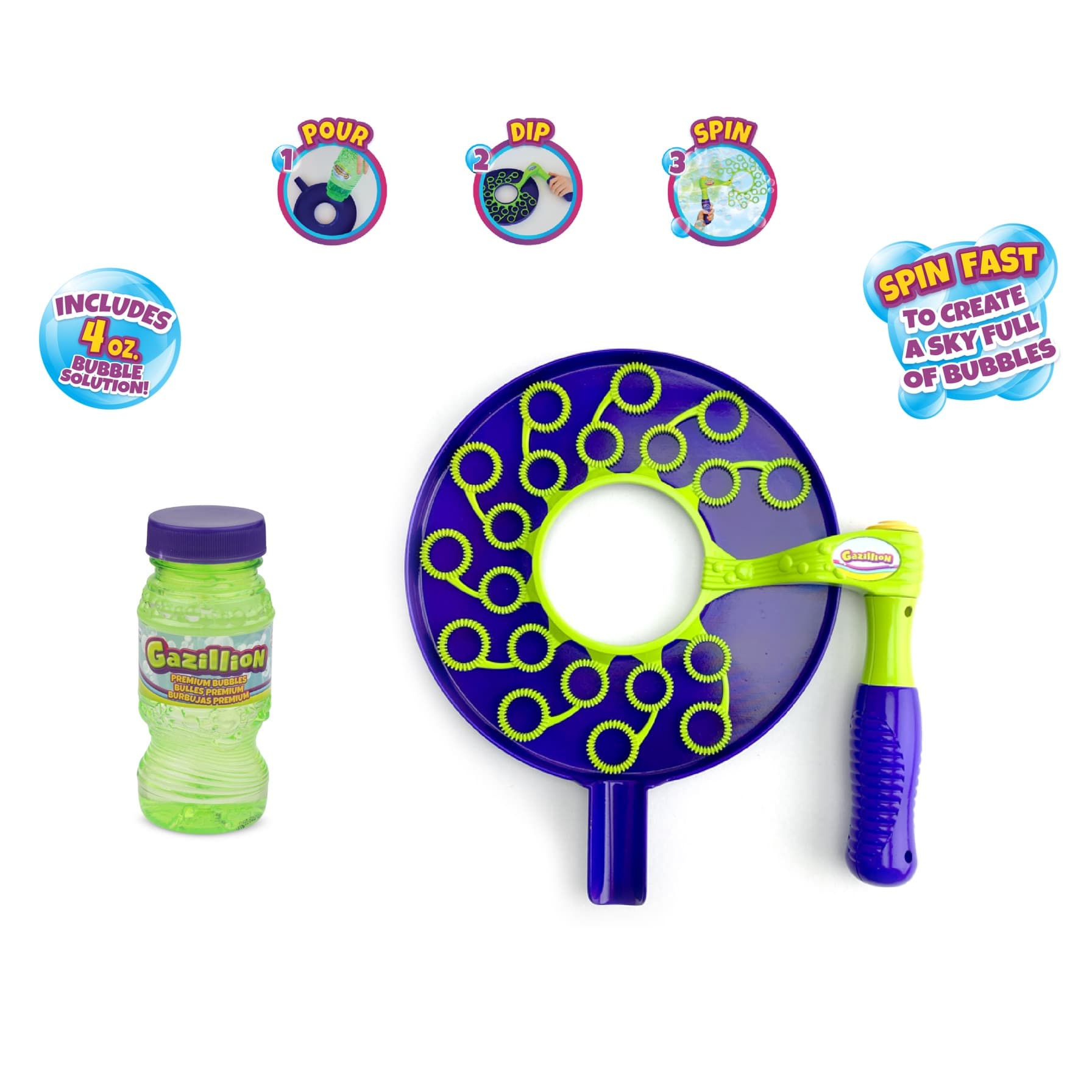 Gazillion Premium Spinning Bubbles Wand (118 ml)