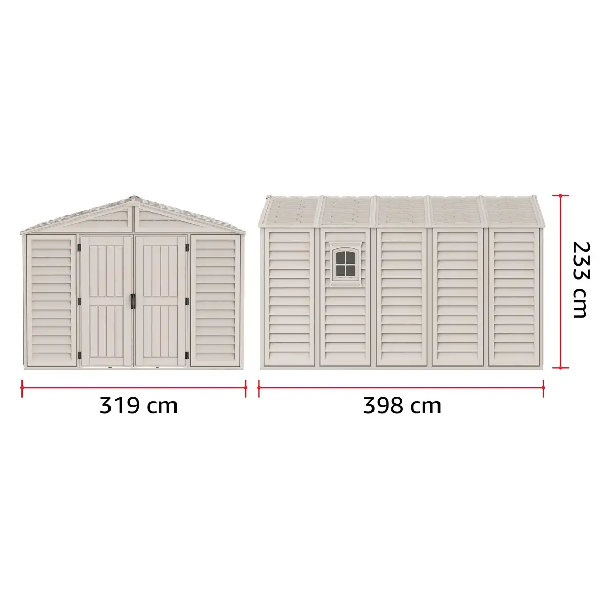 Duramax Aluminium & Vinyl Plastic Storage Shed (Adobe, 325 x 405 x 233.2 cm)