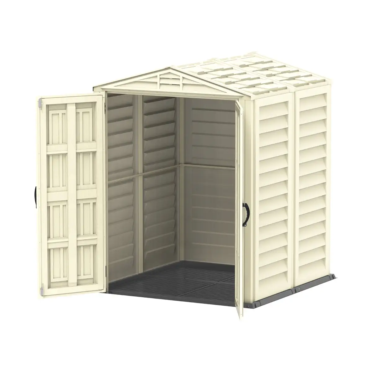 Duramax Aluminium & Vinyl Plastic Storage Shed (Ivory, 171 x 161 x 210 cm)