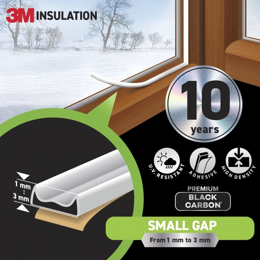 3M Premium Insulation Seal Tape (Small Gap, White, 6 m)