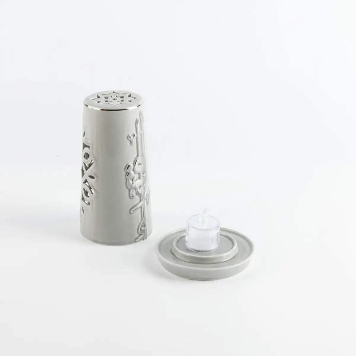 Otantik Liqaa Electronic Candle Holder (Small, Grey & Silver)