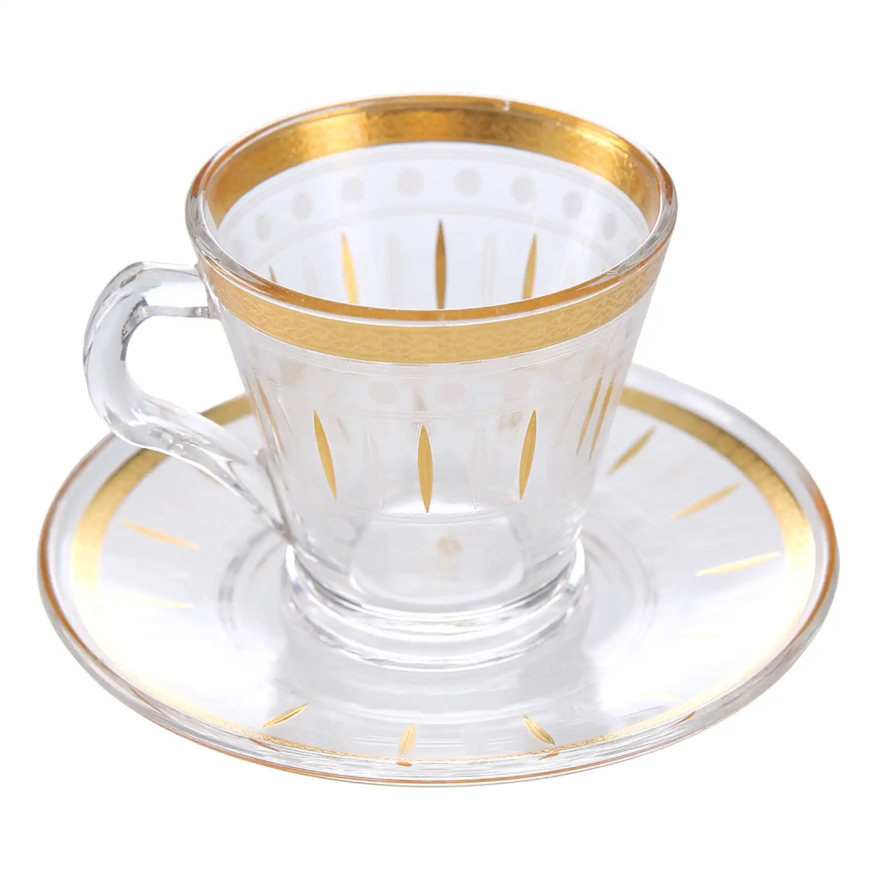 Orchid Glass Cup & Saucer Set (12 Pc., 200 ml)